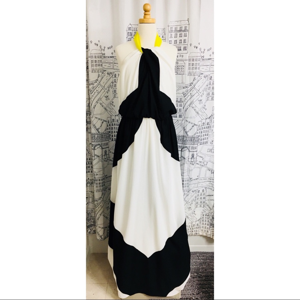 Geometric B&W Prom Dress Evening Gown